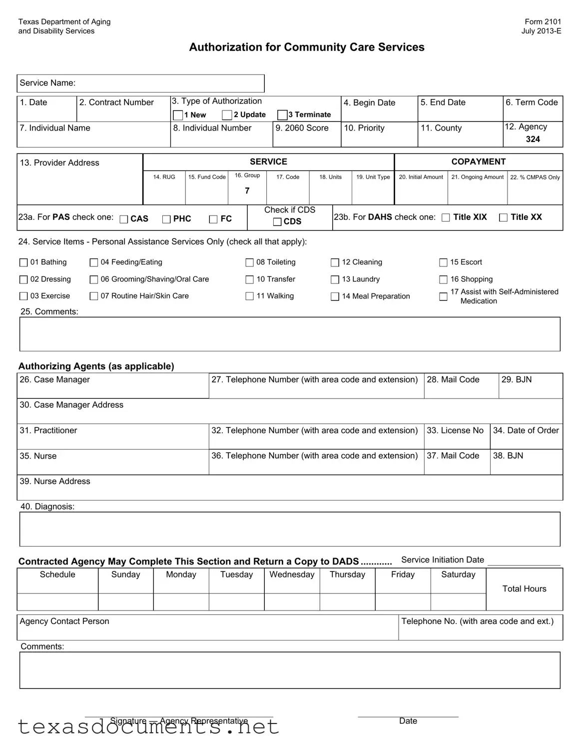Fill Your 2101 Texas Form
