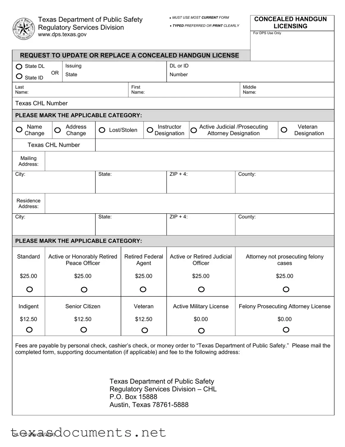 Fill Your Chl 70 Texas Form
