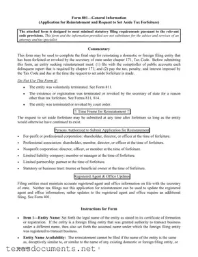 Fill Your 801 Texas Form