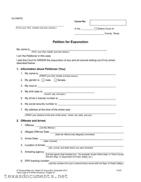 Fill Your Petition Expunction Texas Form