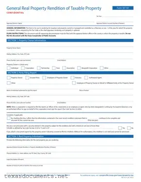 Fill Your Texas 50 141 Form