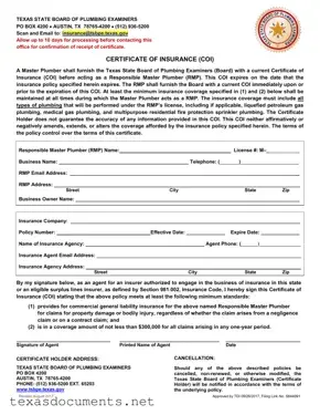 Fill Your Texas Certificate Insurance Form