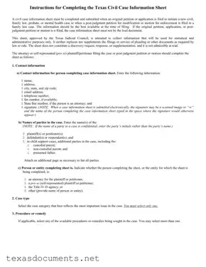 Fill Your Texas Civil Case Information Sheet Form