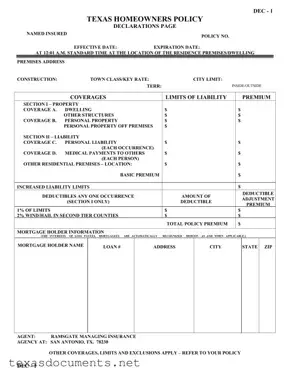 Fill Your Texas Dec 1 Form