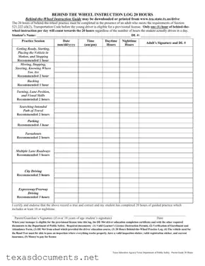 Fill Your Texas Dps Driving Log Form