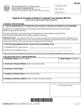 Fill Your Texas Dwc049 Form