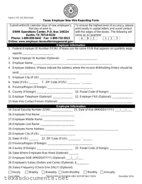 Fill Your Texas New Hire Reporting Form