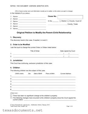 Fill Your Texas Petition To Modify Form