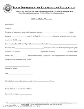 Fill Your Texas Possession Form