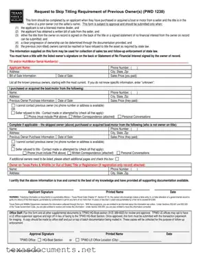 Fill Your Texas Pwd 1238 Form