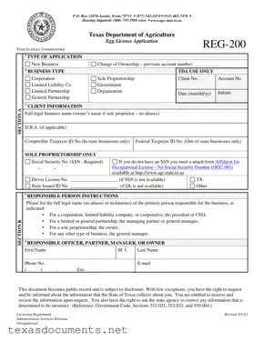 Fill Your Texas Reg 200 Form