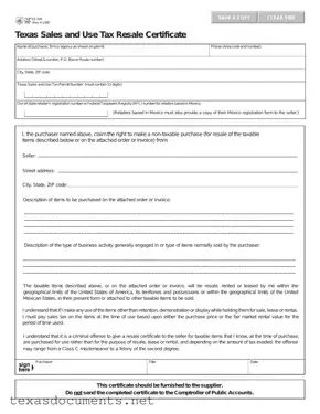 Fill Your Texas Resale Certificate 01 339 Form