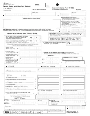 Fill Your Texas Sales 01 922 Form