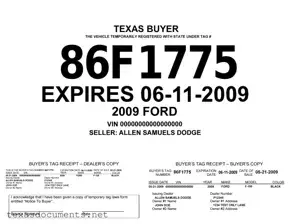 Fill Your Texas Temporary Tag Form