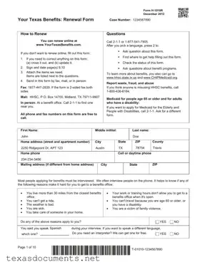 Fill Your Your Texas Benefits Form