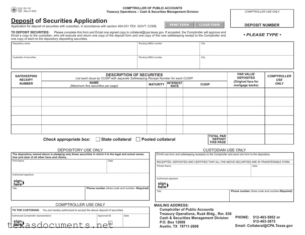 Fill Your Texas 00 132 Form
