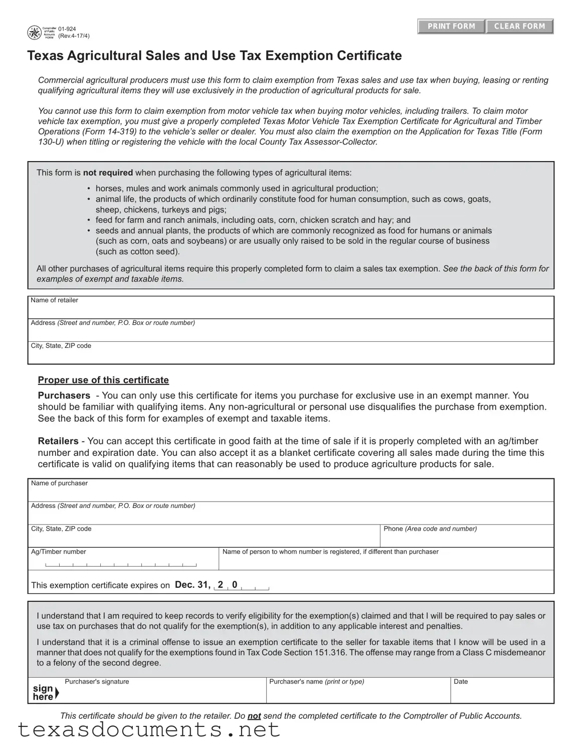 Fill Your Texas 01 924 Form