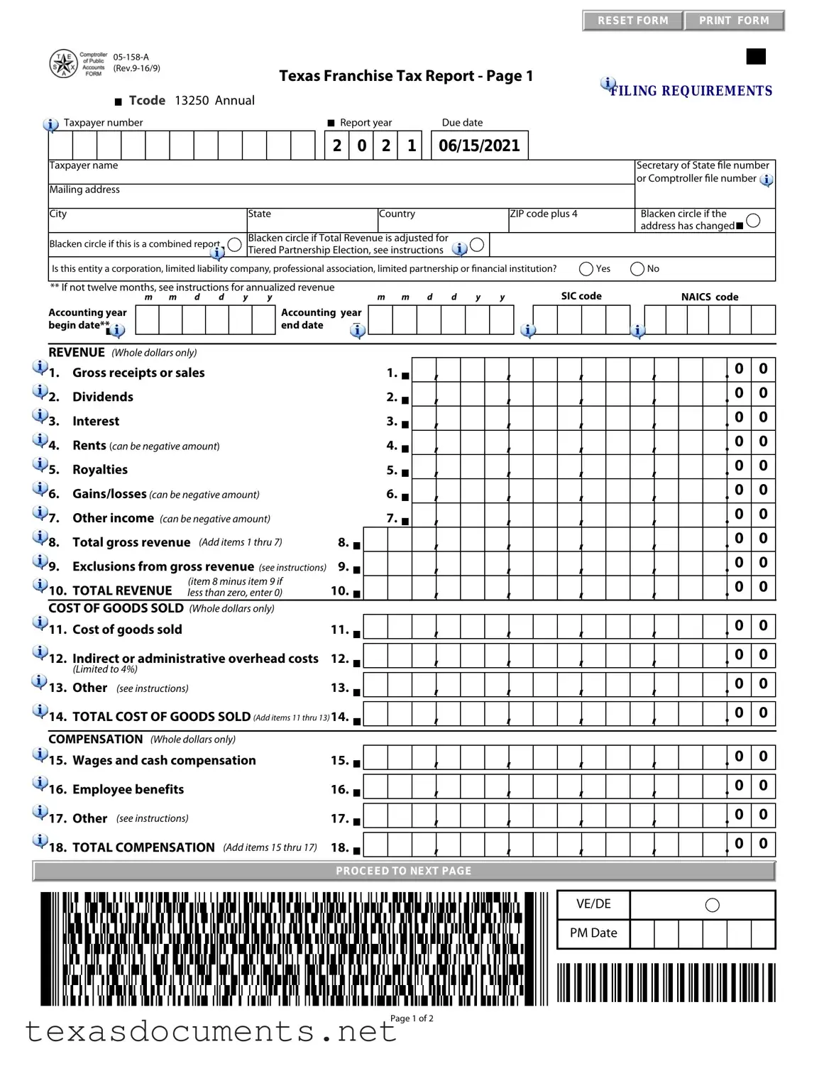 Fill Your Texas 05 158 A Form
