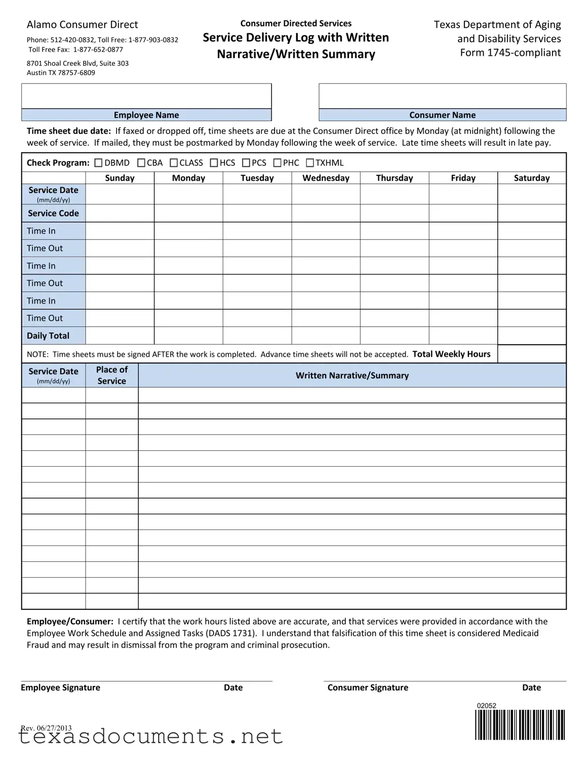 Fill Your Texas 1745 Form