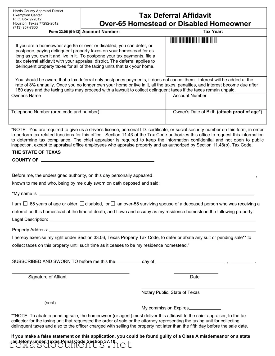 Fill Your Texas 33 06 Form