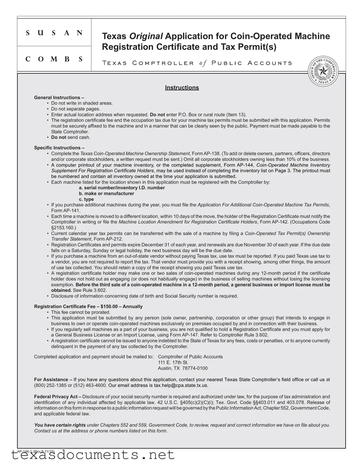 Fill Your Texas Ap 146 Form