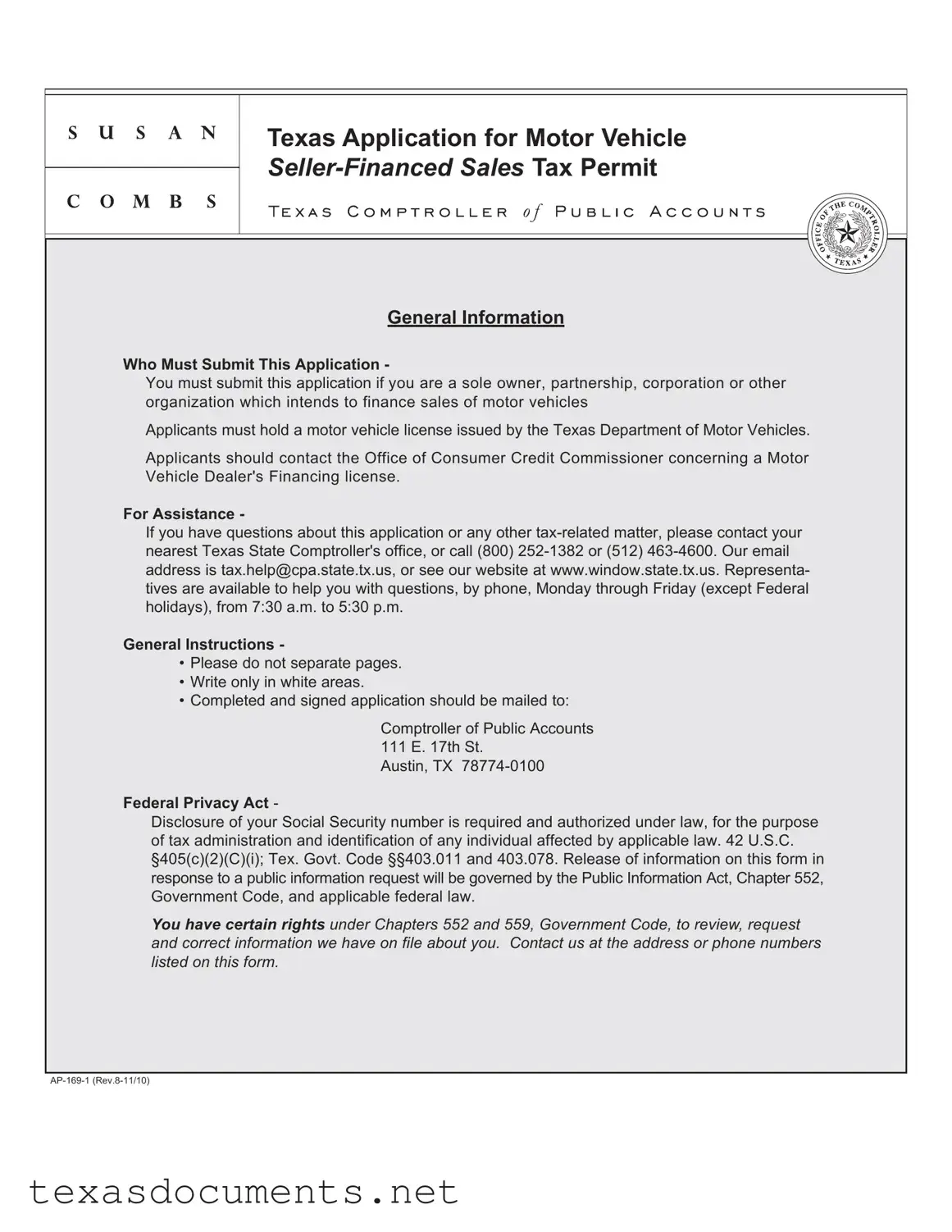 Fill Your Texas Ap 169 Form