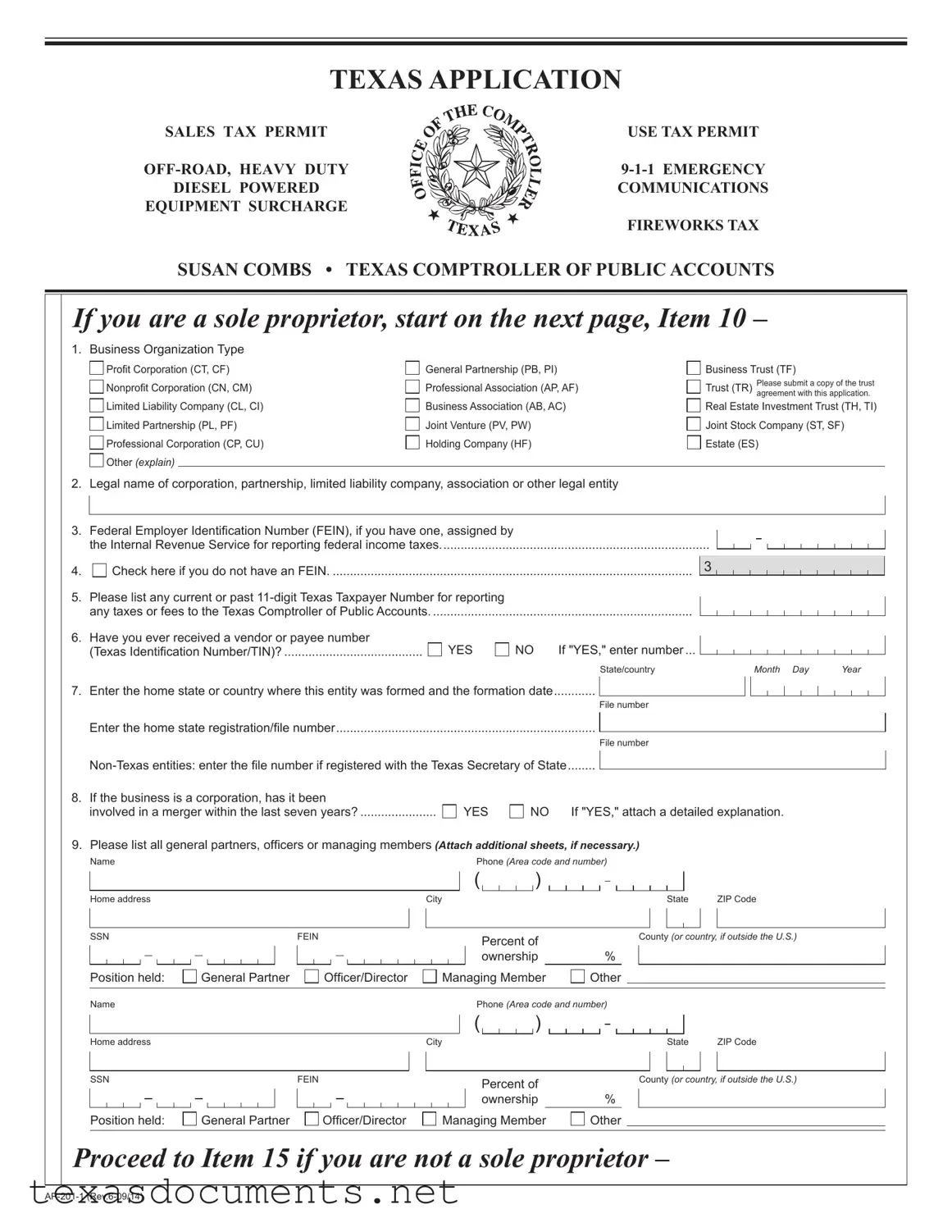 Fill Your Texas Ap 201 Form