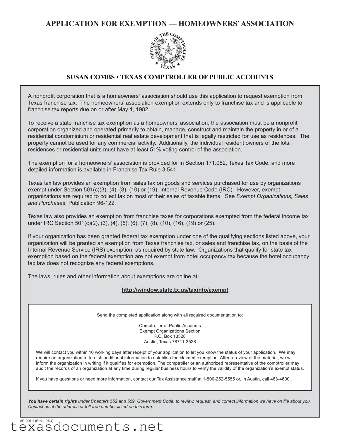 Fill Your Texas Ap 206 Form