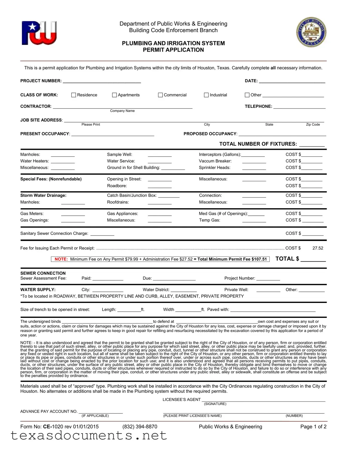 Fill Your Texas Ce 1020 Form