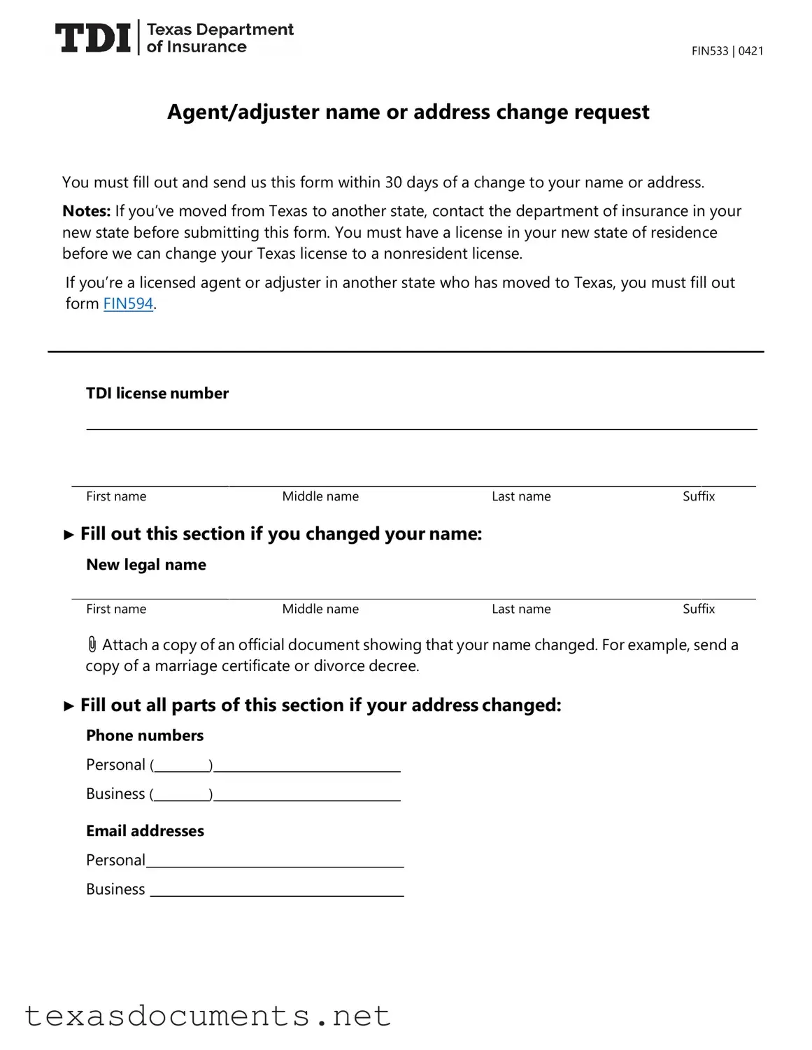 Fill Your Texas Fin533 Form