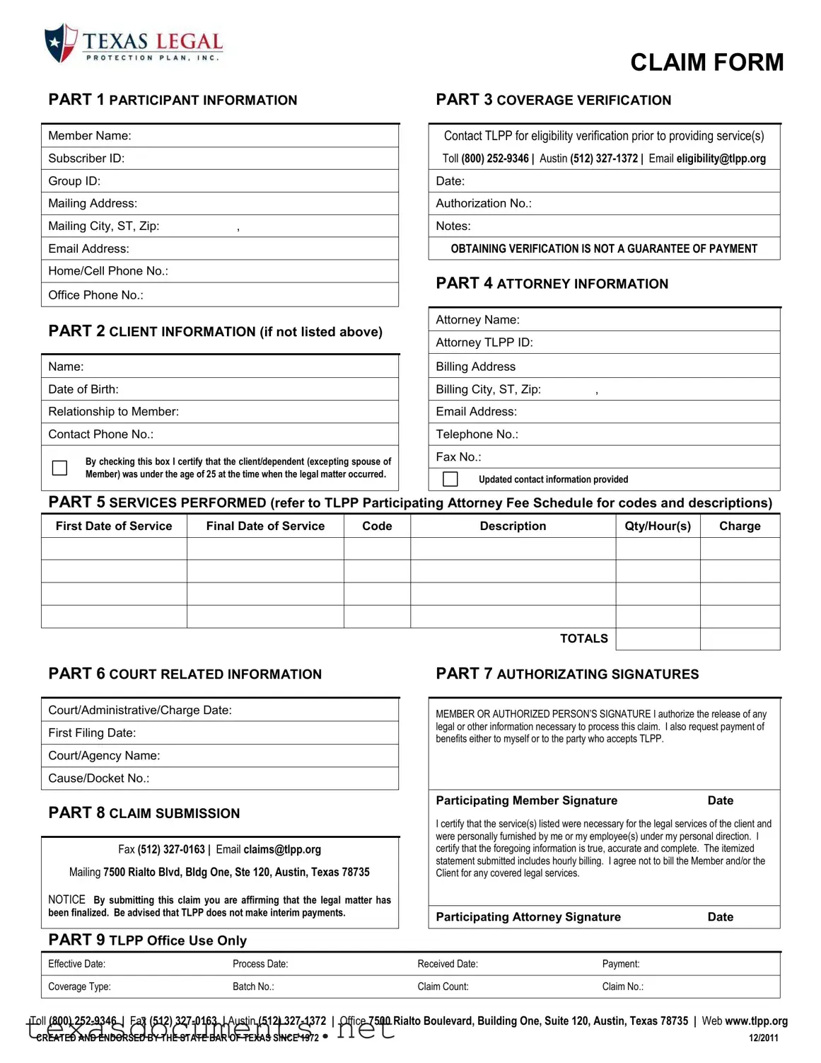 Fill Your Texas Legal Claim Form
