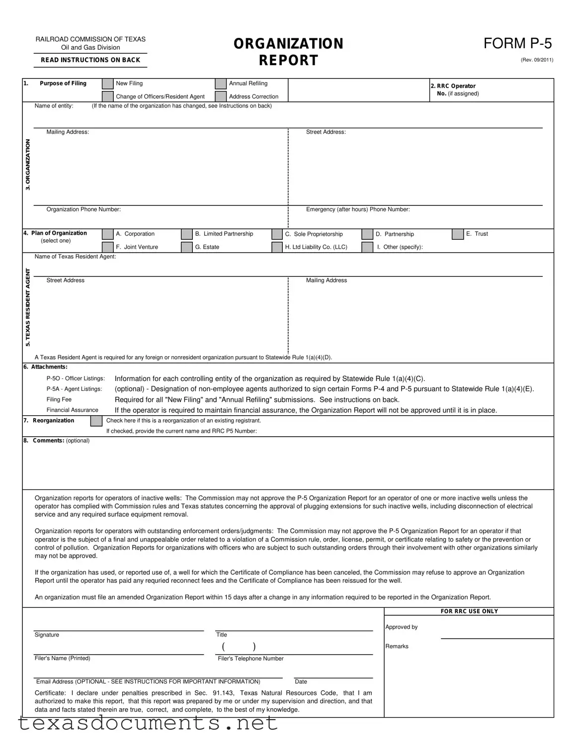 Fill Your Texas P 5 Form