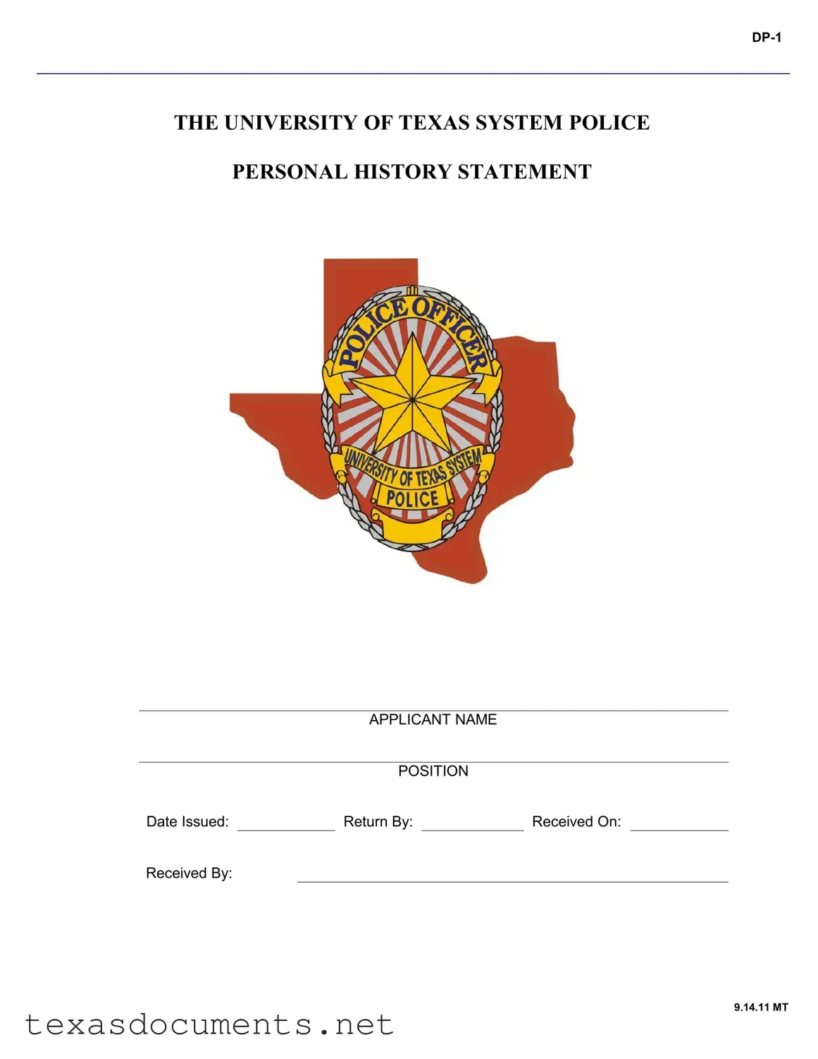 Fill Your Texas Personal History Statement Form