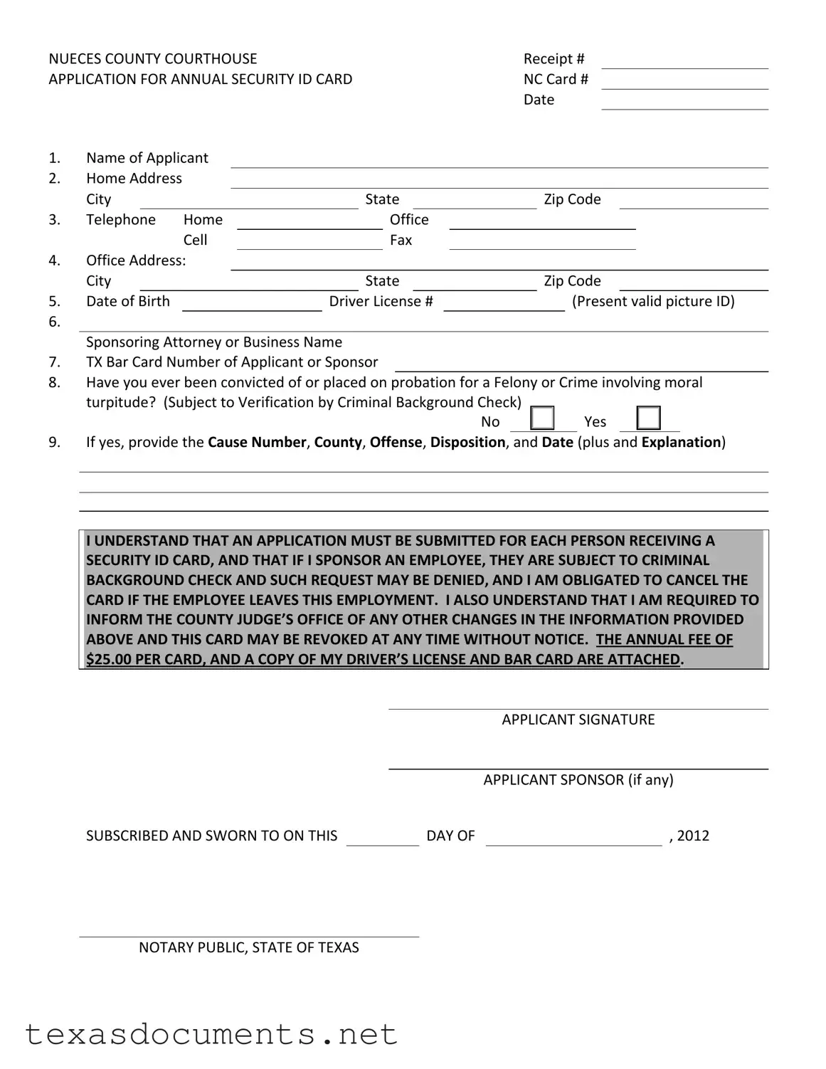 Fill Your Texas Security Id Form