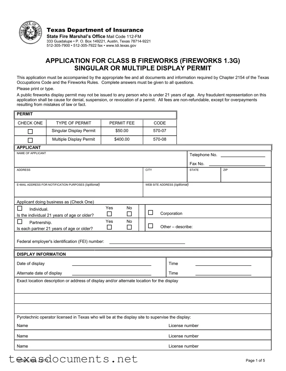 Fill Your Texas Sf044 Form