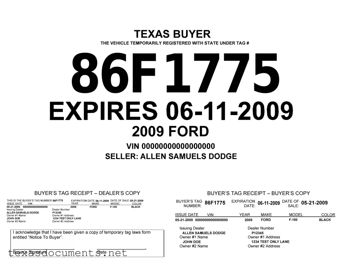Fill Your Texas Temporary Tag Form
