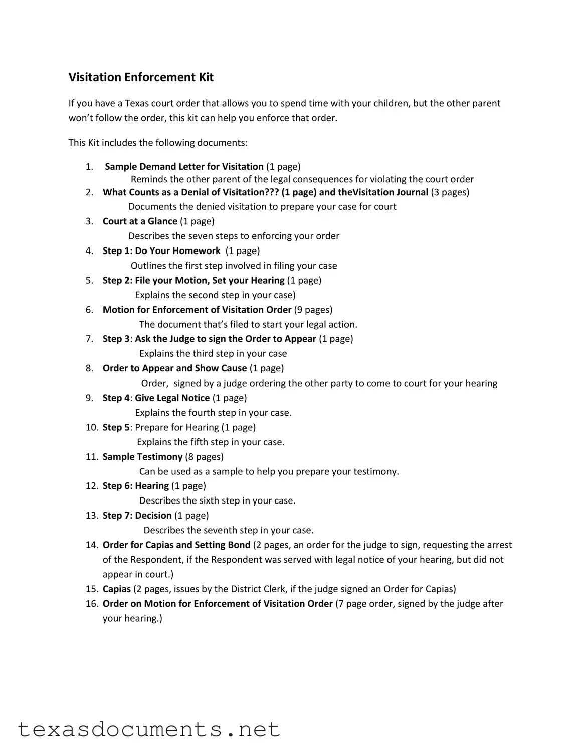 Fill Your Texas Visitation Enforcement Form