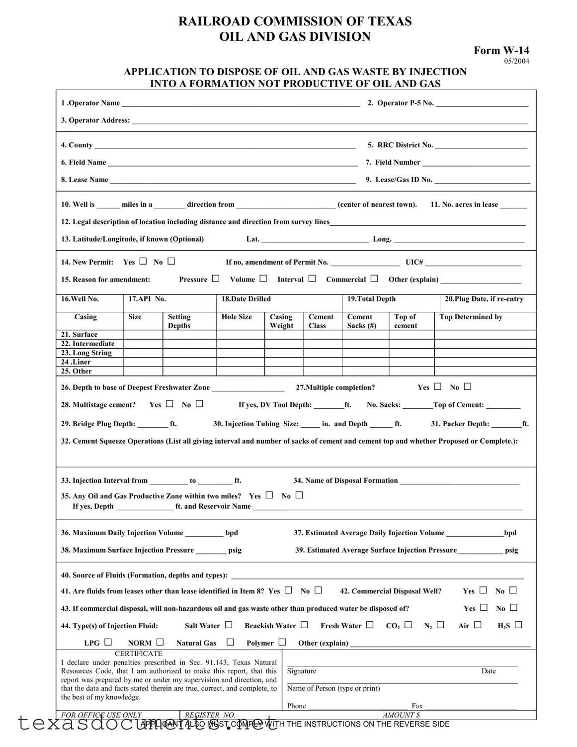 Fill Your Texas W 14 Form