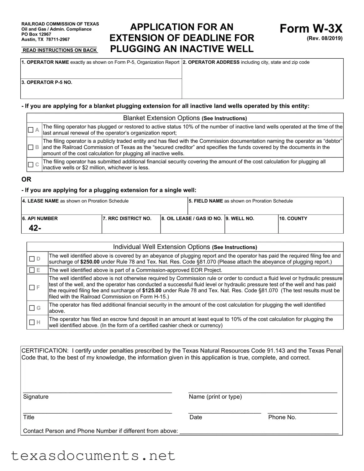 Fill Your Texas W 3X Form