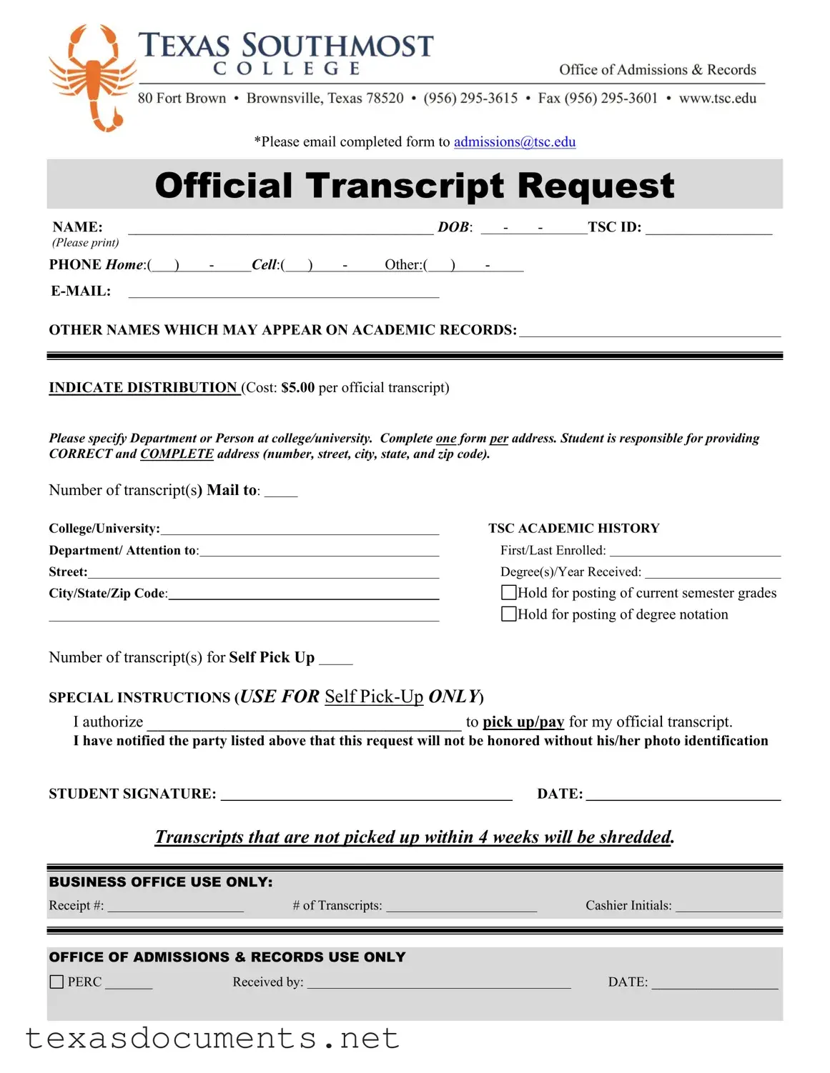 Fill Your Utb Texas Form